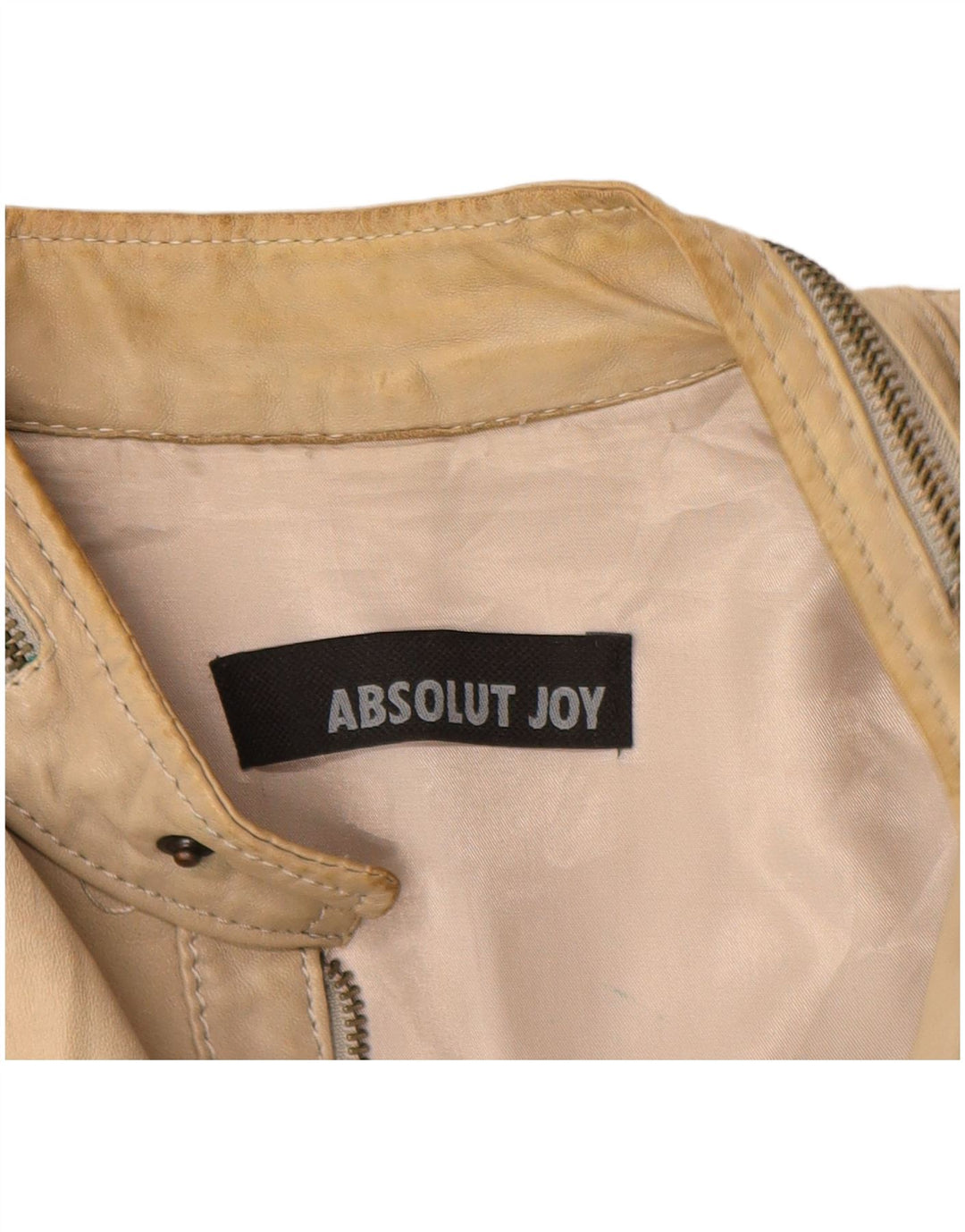 Vintage mujer chaqueta de cuero Reino Unido 16 cuero beige grande