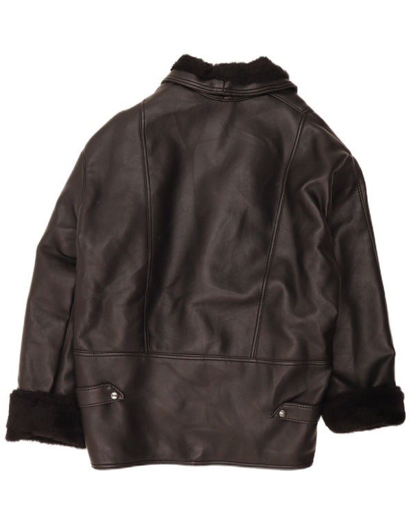 Vintage hombres shearling chaqueta IT 38 medio negro shearling