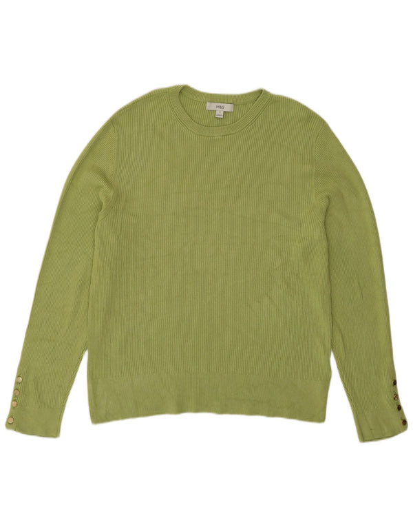Marks & Spencer Jersey de Cuello Redondo para Mujer UK 20 2XL Viscosa Verde