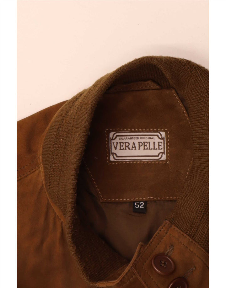 Vintage hombres ante bomber chaqueta IT 52 XL cuero marrón