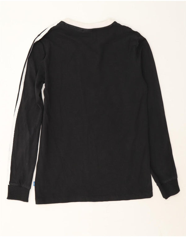 Adidas Mujer Top Manga Larga UK 8 Pequeño Algodón Negro