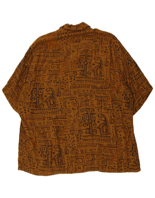 Ingram Camisa de manga corta con estampado abstracto para hombre Talla 43 17 XL Viscosa marrón