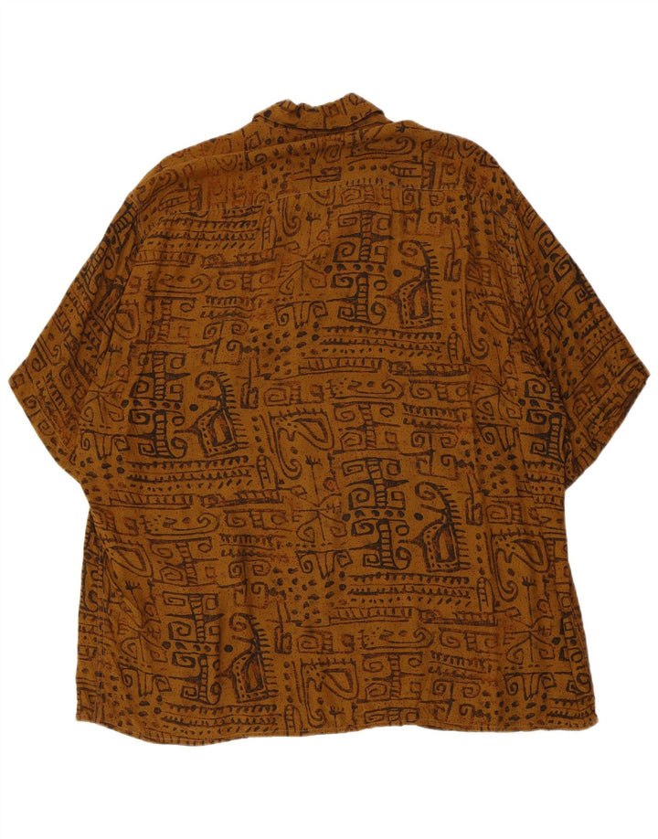 Ingram Camisa de manga corta con estampado abstracto para hombre Talla 43 17 XL Viscosa marrón