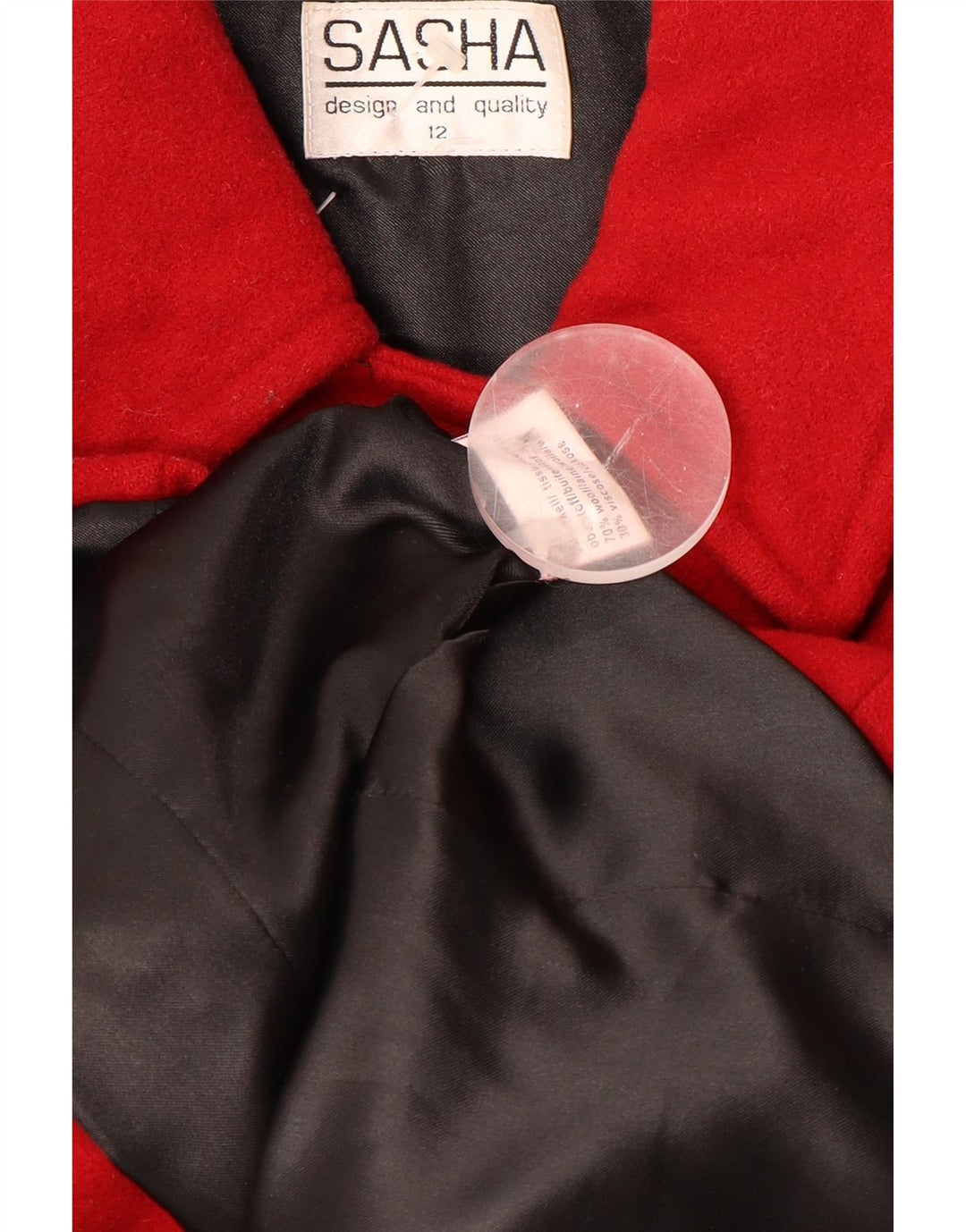 SASHA Abrigo cruzado para mujer UK 12 Lana roja mediana