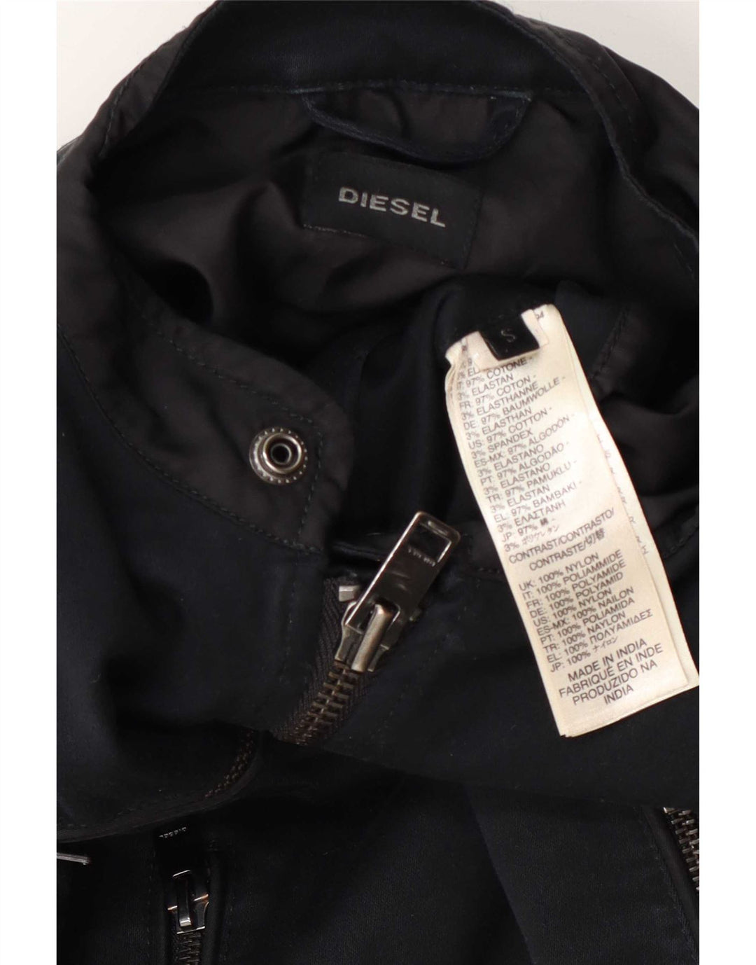Diesel Chaqueta motera para hombre UK 36 Small Azul marino Algodón