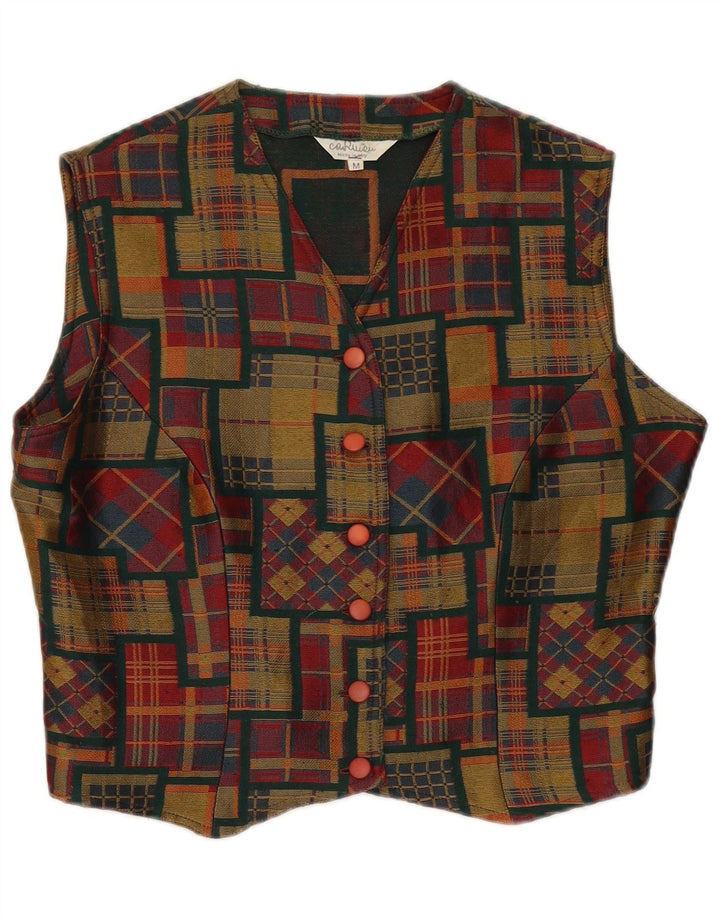 Vintage mujer crop chaleco Reino Unido 14 medio multicolor patchwork