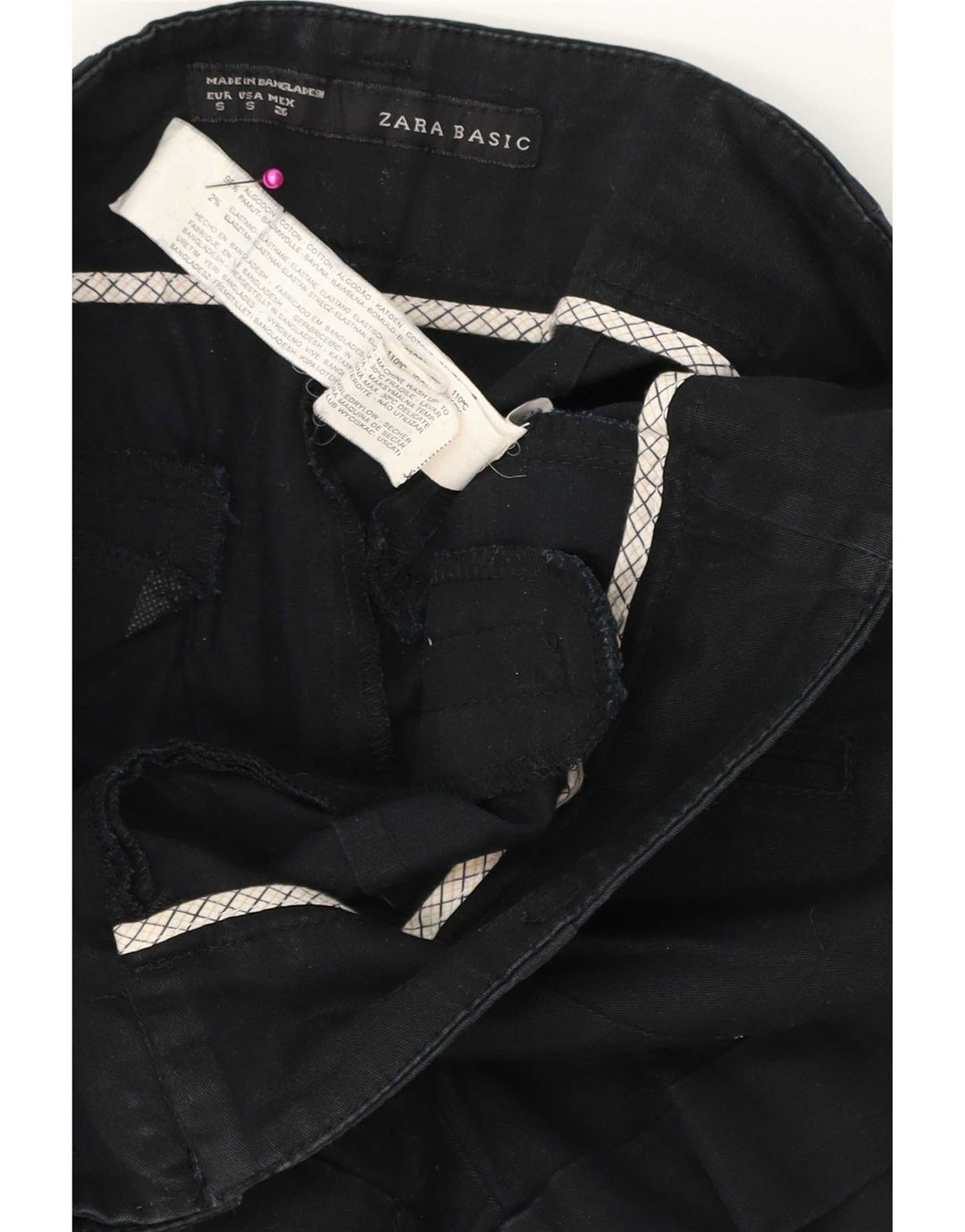 Zara Mujer Pantalones Cortos Chinos Pequeños W26 Algodón Negro