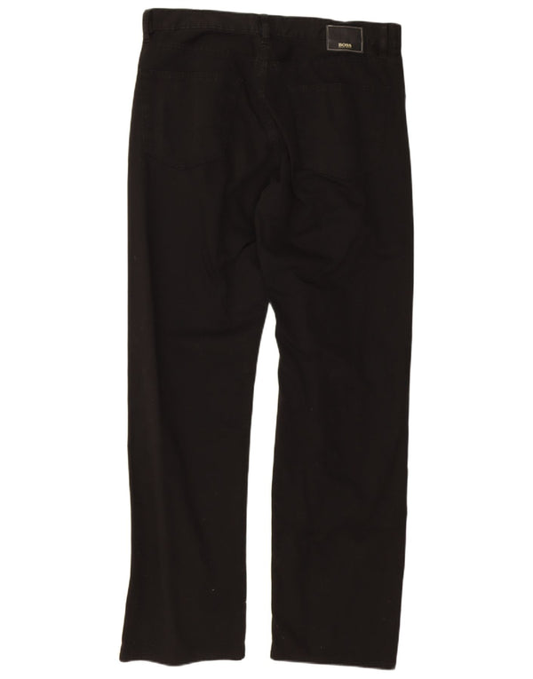 Hugo Boss Hombre Pantalones Casuales Rectos W36 L32 Algodón Negro