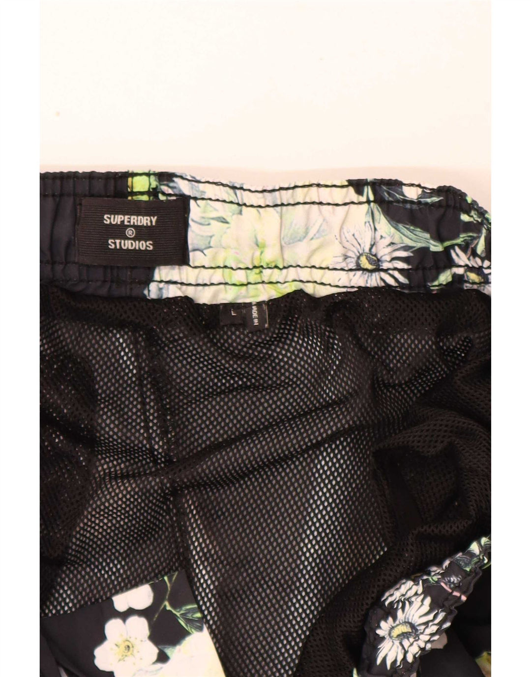 Superdry Bañador con estampado gráfico para hombre, talla grande, poliéster floral azul marino