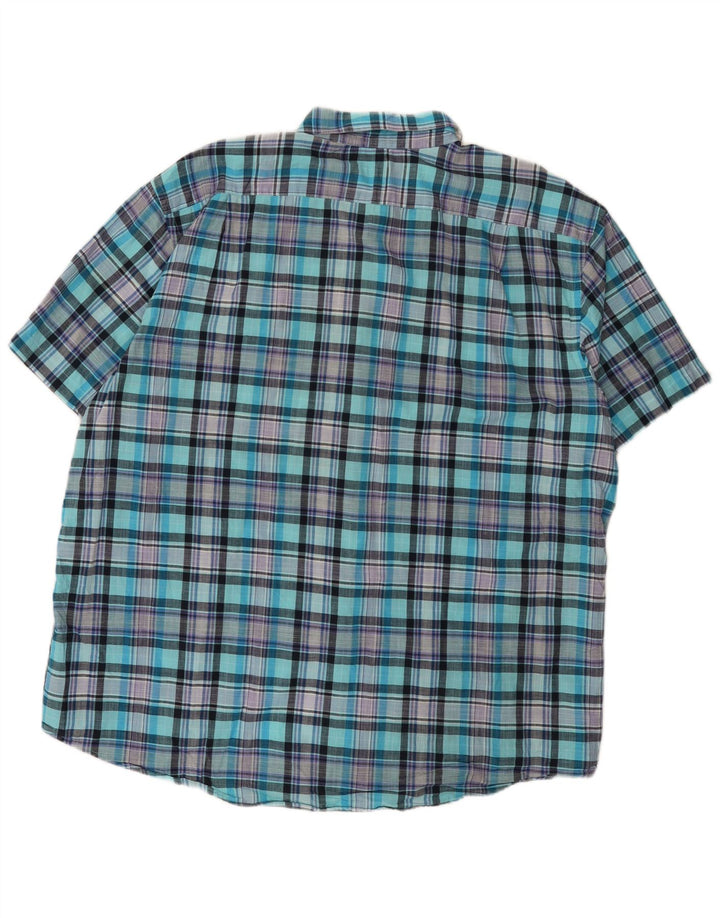 Izod Hombre Camisa De Manga Corta XL Algodón A Cuadros Turquesa