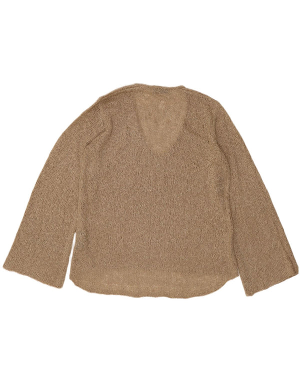 Zara Mujer Jersey con Cuello en V Suéter UK 46 Grande Acrílico Beige