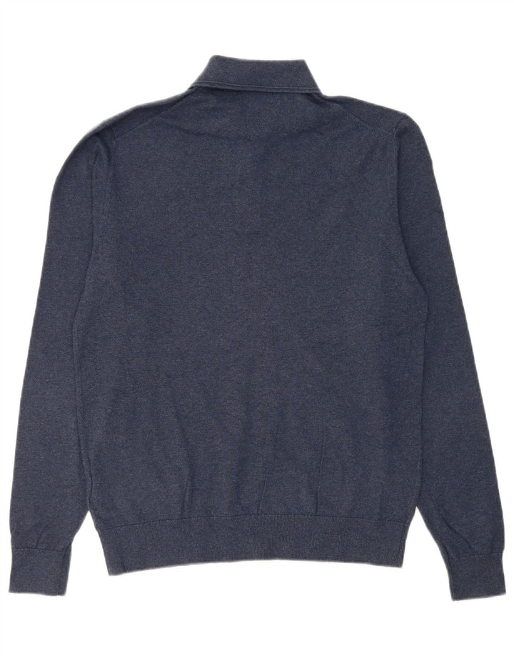 MARKS & SPENCER Mens Polo Neck Jumper Sweater Small Navy Blue Cotton