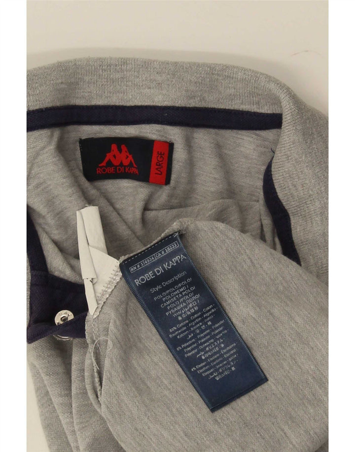 Kappa Polo para hombre de algodón con bloques de color gris grande