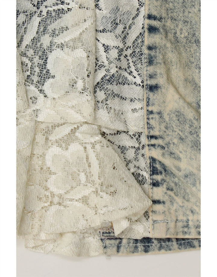 VINTAGE Falda trompeta vaquera para mujer IT 42 Mediana W26 Azul Floral