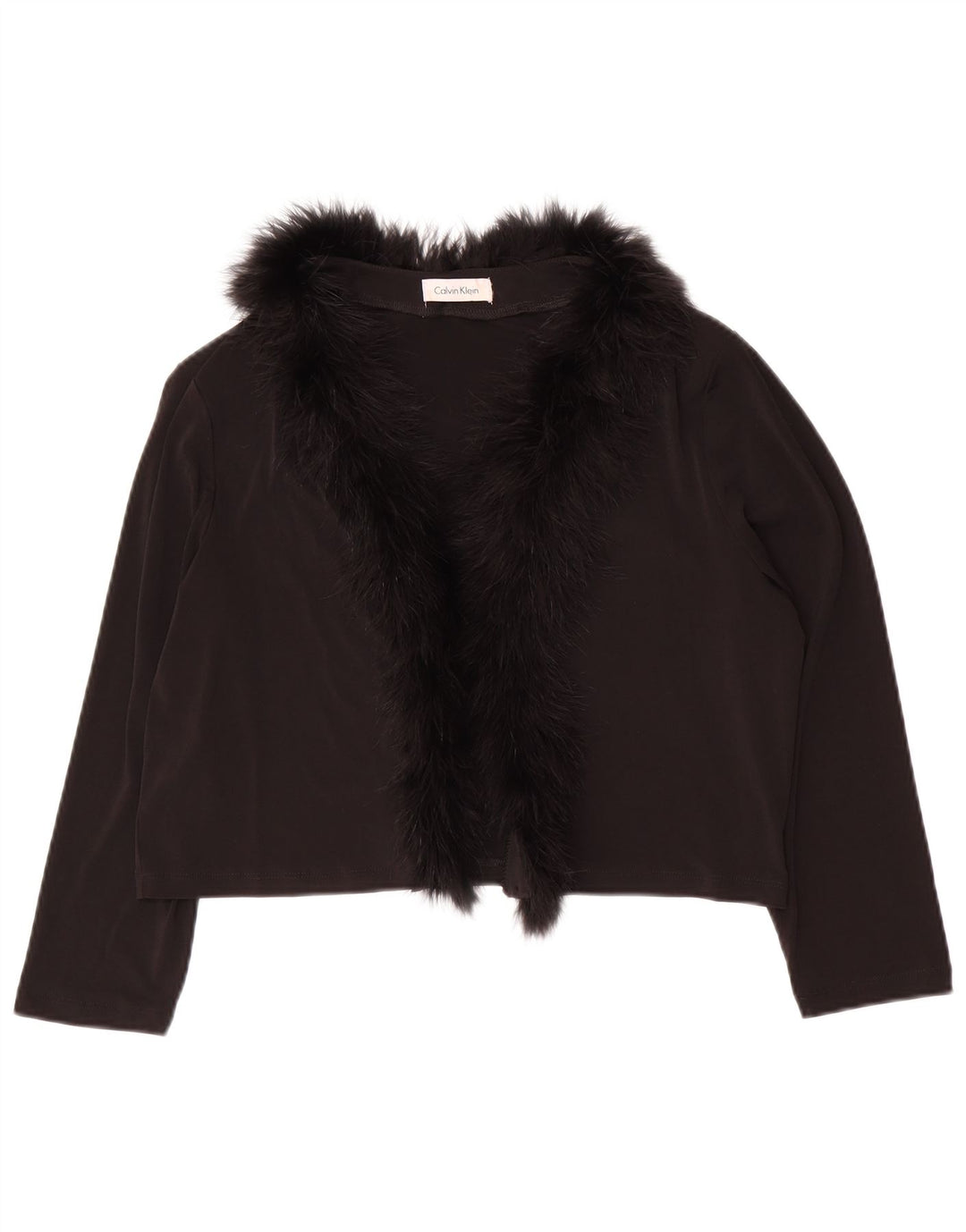 CALVIN KLEIN Top Bolero de manga 3/4 para mujer UK 44 Grande Poliéster negro