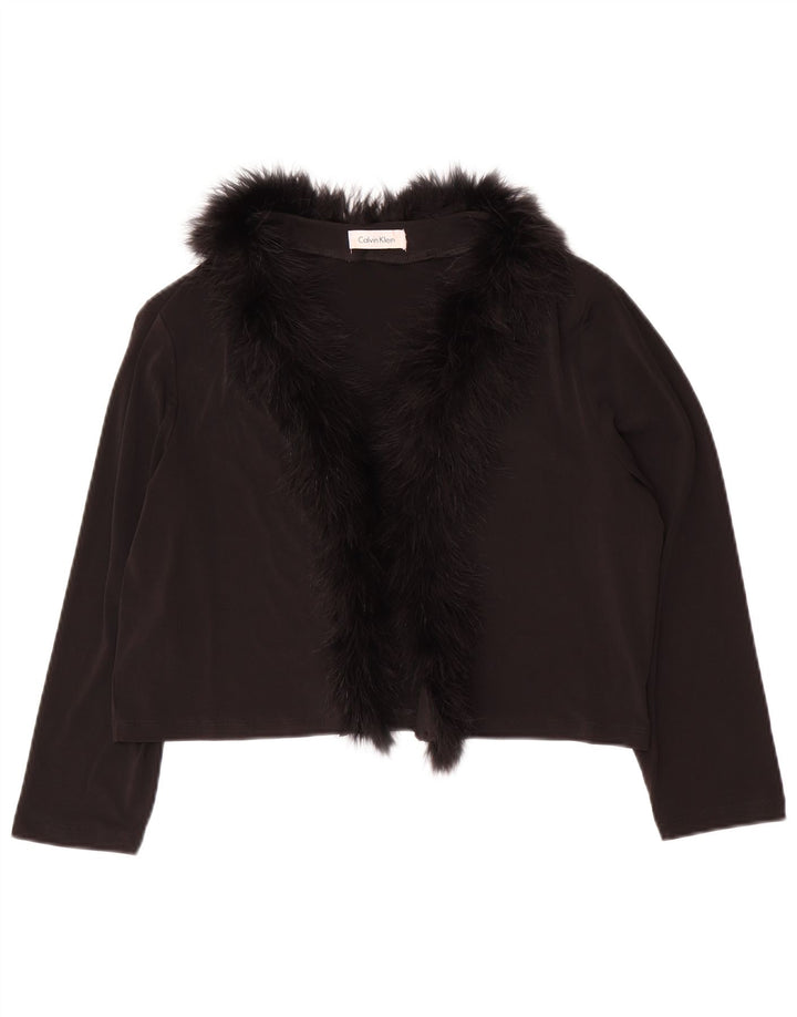 CALVIN KLEIN Top Bolero de manga 3/4 para mujer UK 44 Grande Poliéster negro