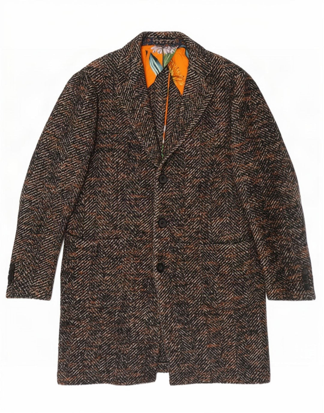 Abrigo para hombre Etro IT 52 XL Marrón Herringbone Lana Clásico