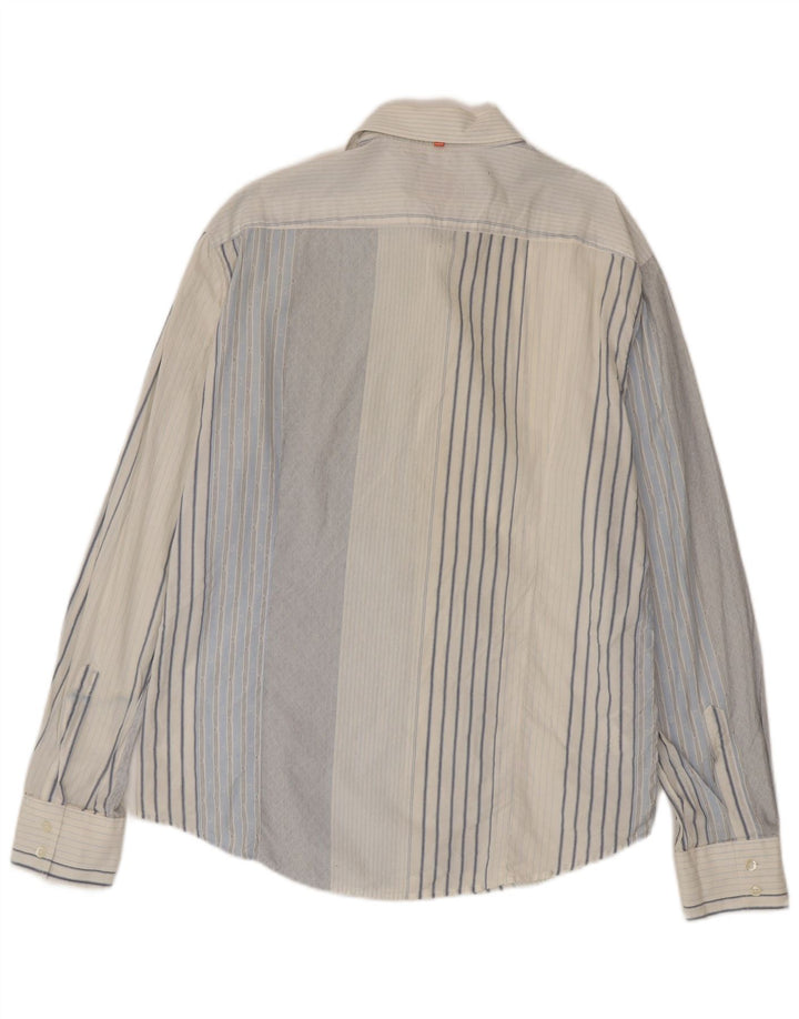 Camisa Hugo Boss Hombre XL Algodón Rayas Azul