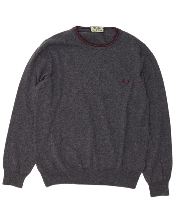 Fred Perry Suéter De Cuello Redondo Para Hombre 2XL Lana Gris