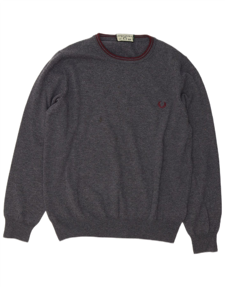 Fred Perry Suéter De Cuello Redondo Para Hombre 2XL Lana Gris