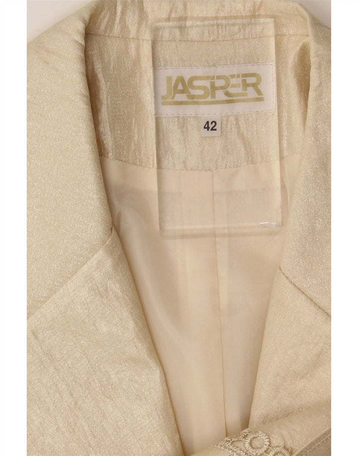 Vintage mujer 3/4 manga 2 botones chaqueta blazer IT 42 beige medio