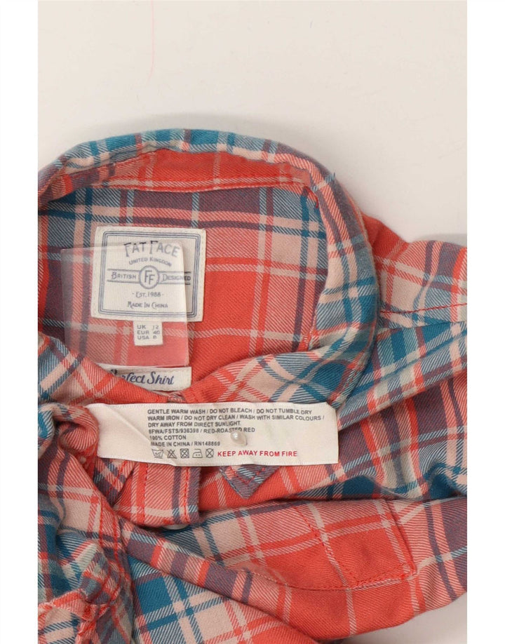 Camisa de franela para mujer Fat Face UK 40 Algodón a cuadros rojo mediano