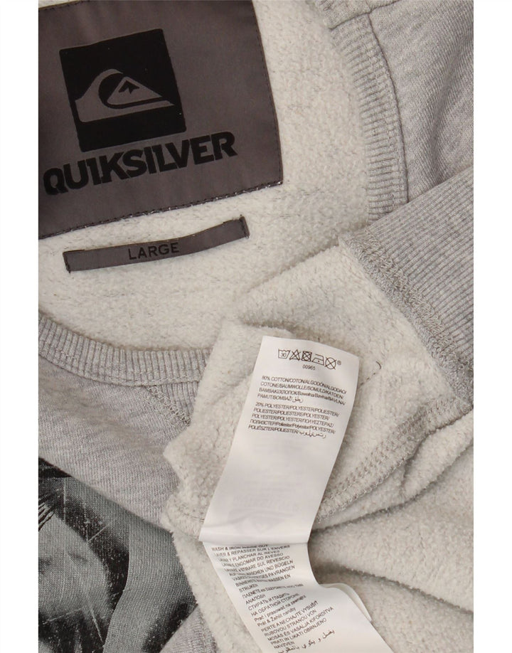 Quiksilver Hombre Sudadera Gráfica Jumper Large Gris Algodón
