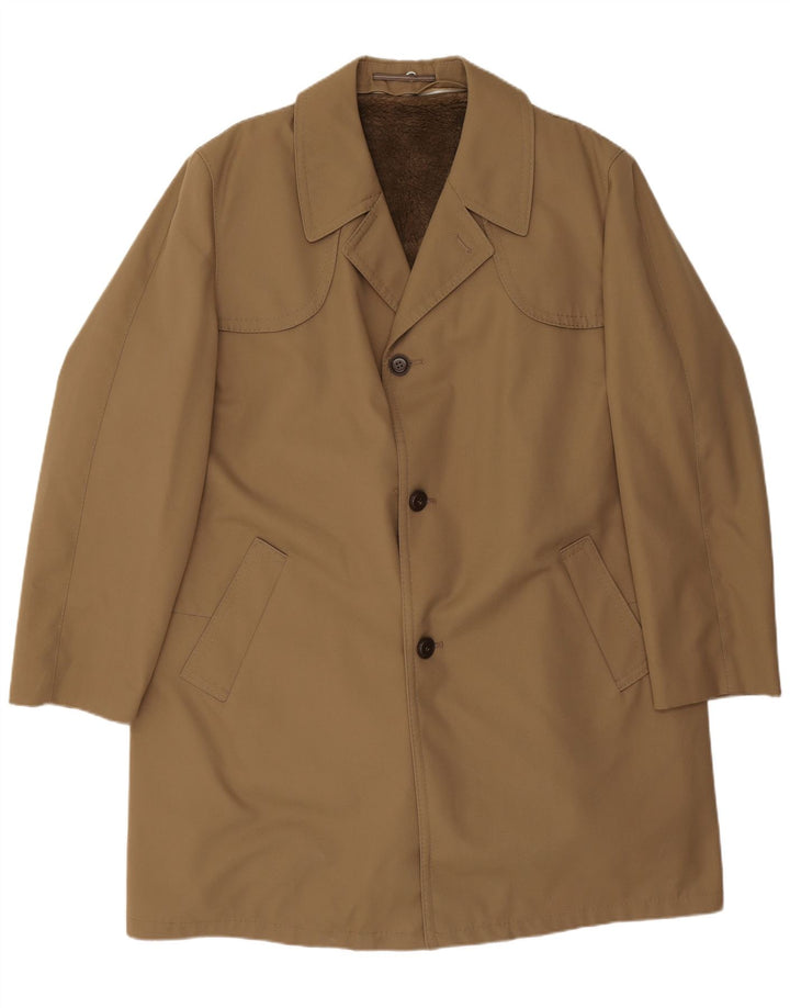 Vintage hombres gabardina EU 58 4XL Beige poliacrílico