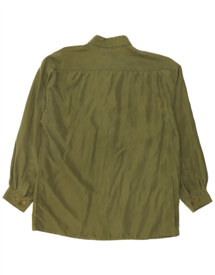 Camisa vintage para hombre de seda verde grande