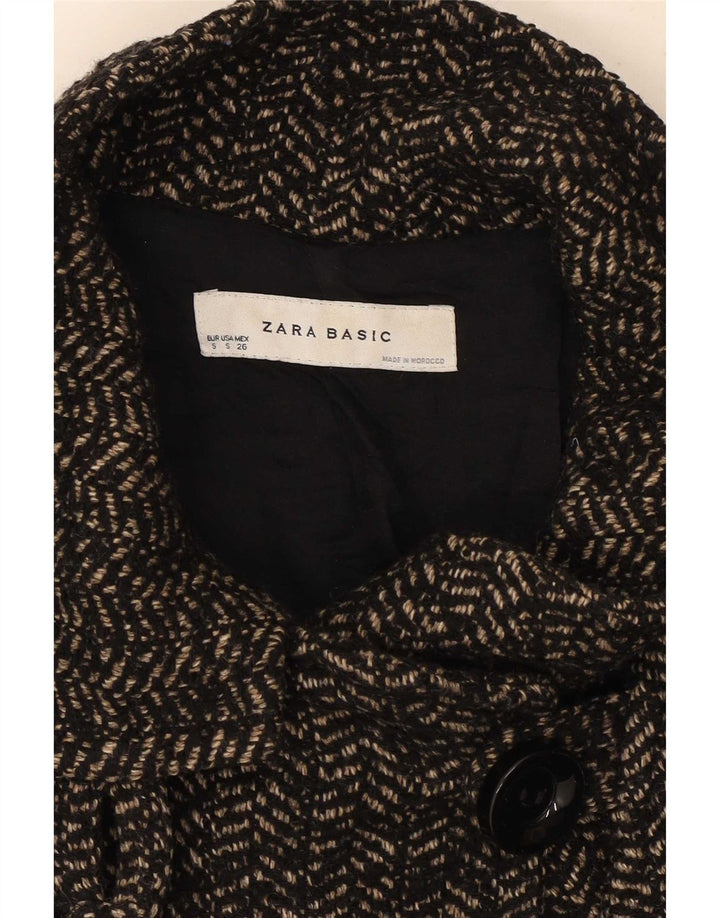 Zara Mujer Abrigo De Doble Botonadura UK 10 Small Grey Herringbone