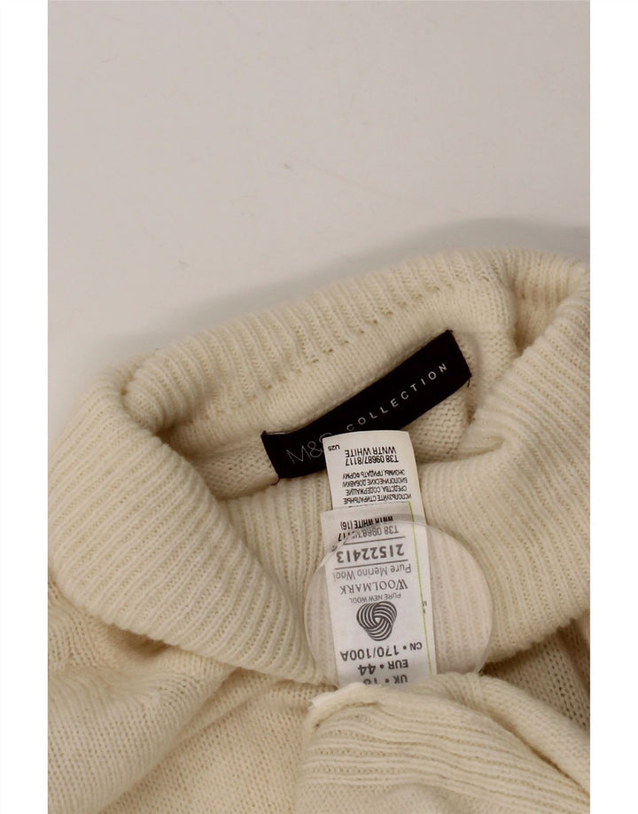 Marks & Spencer Suéter tipo jersey con cuello vuelto para mujer Reino Unido 46 Grande Lana blanca