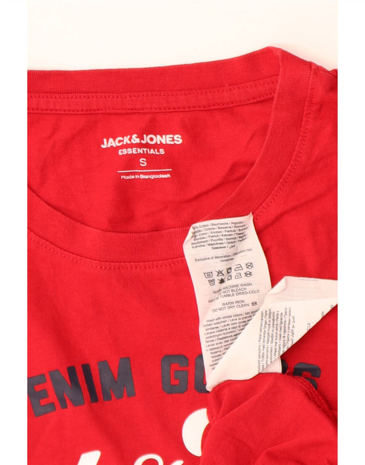 JACK & JONES Hombre Camiseta Gráfica Top Small Rojo Algodón