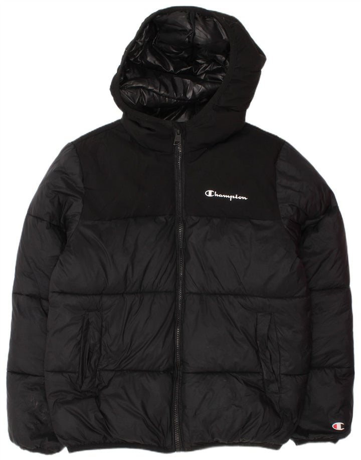 Champion Chaqueta acolchada con capucha para niños 9-10 años Mediana Negro
