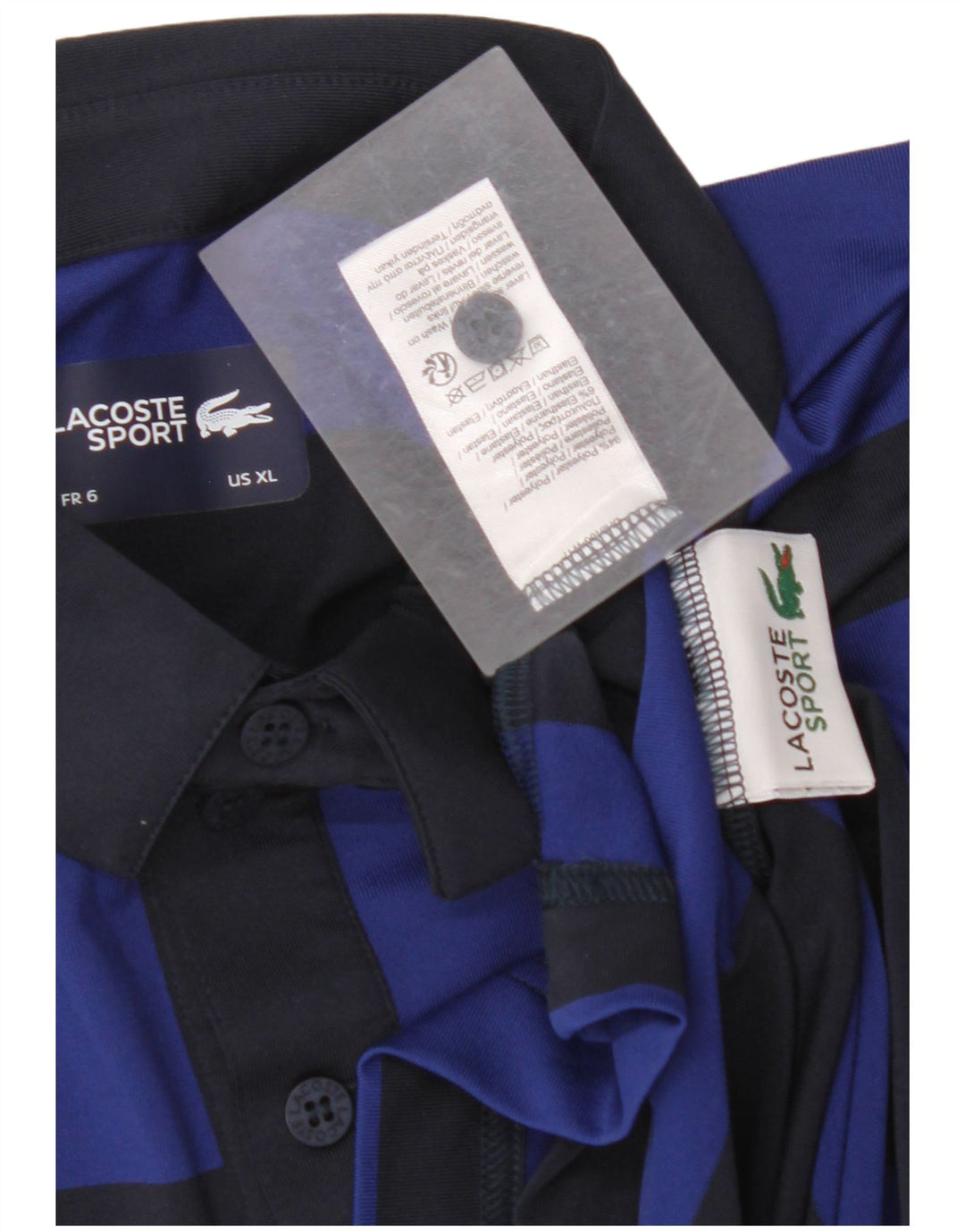Polo LACOSTE para hombre Talla 6 XL Poliéster a rayas azul marino