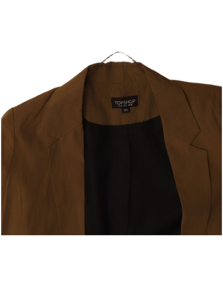 TOPSHOP Chaqueta tipo blazer abierta de gran tamaño para mujer UK 10 Small Khaki Lyocell