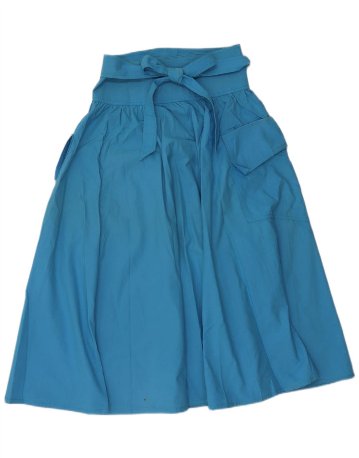 Vintage mujer A-Line falda pequeña W27 algodón azul