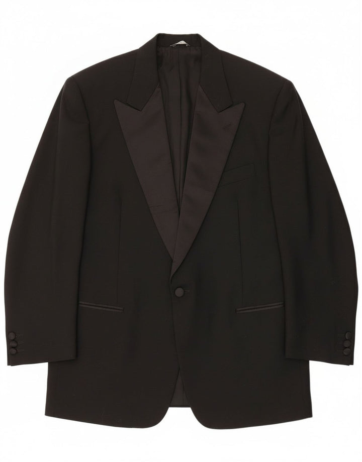 Mario Zegna Chaqueta tipo blazer con 1 botón para hombre IT 50 Large Lana negra con bloques de color