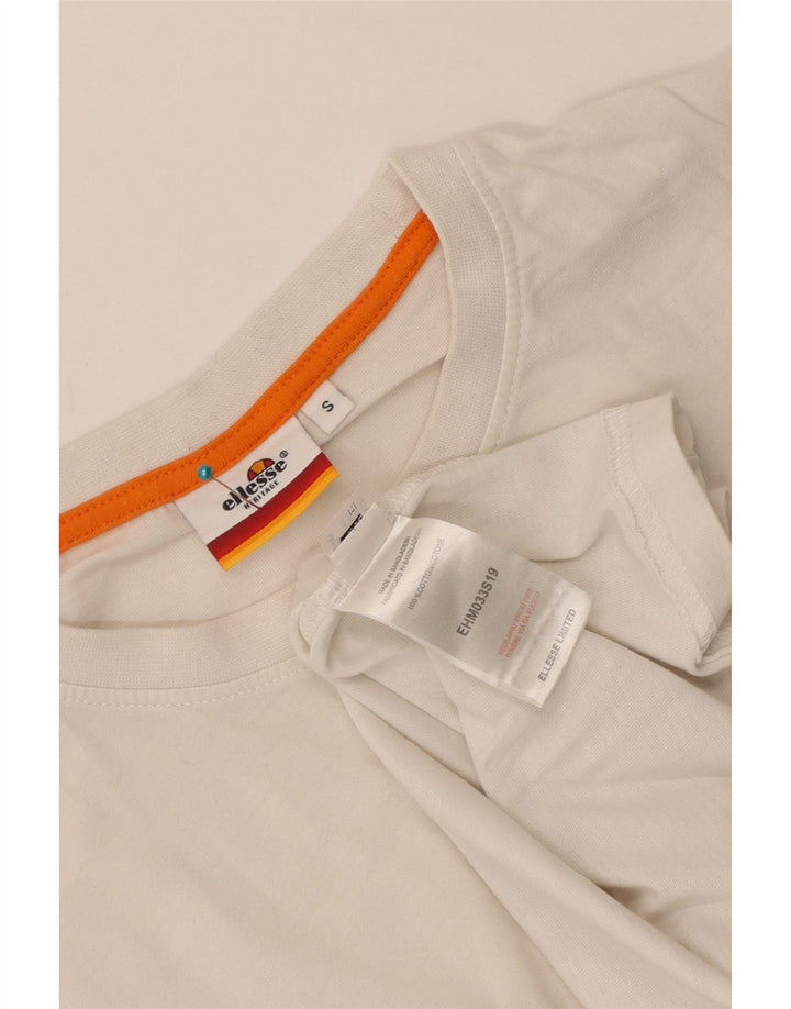 Ellesse Mens Heritage Graphic Camiseta Top Pequeño Algodón Blanco