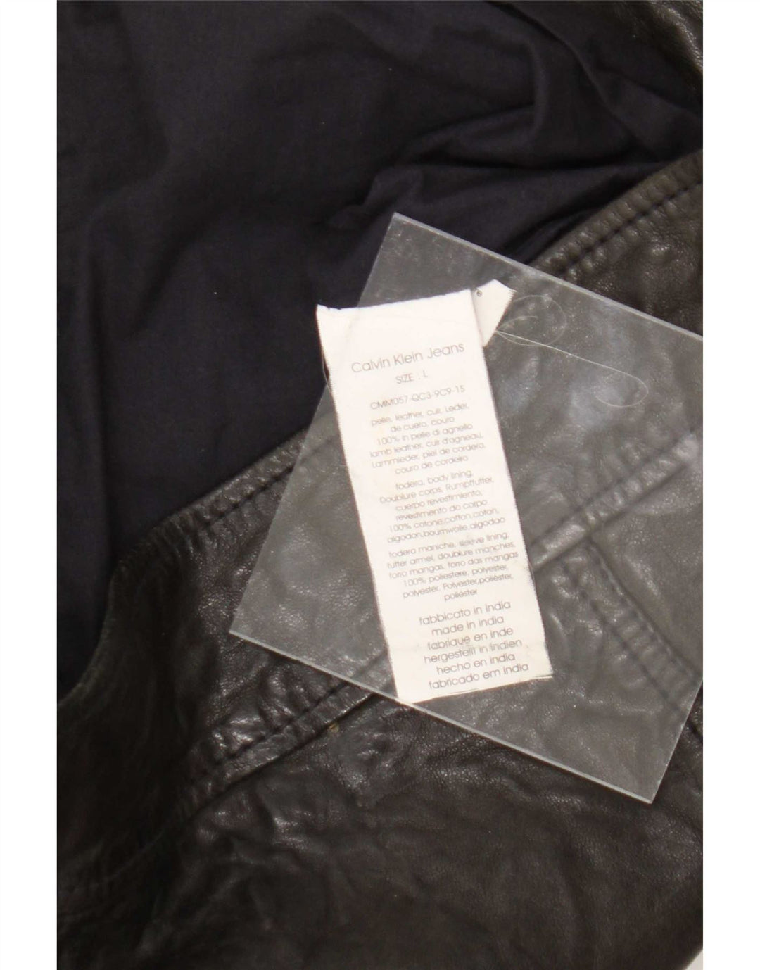 Calvin Klein Jeans Chaqueta motera de cuero para hombre Reino Unido 40 Grande Negro
