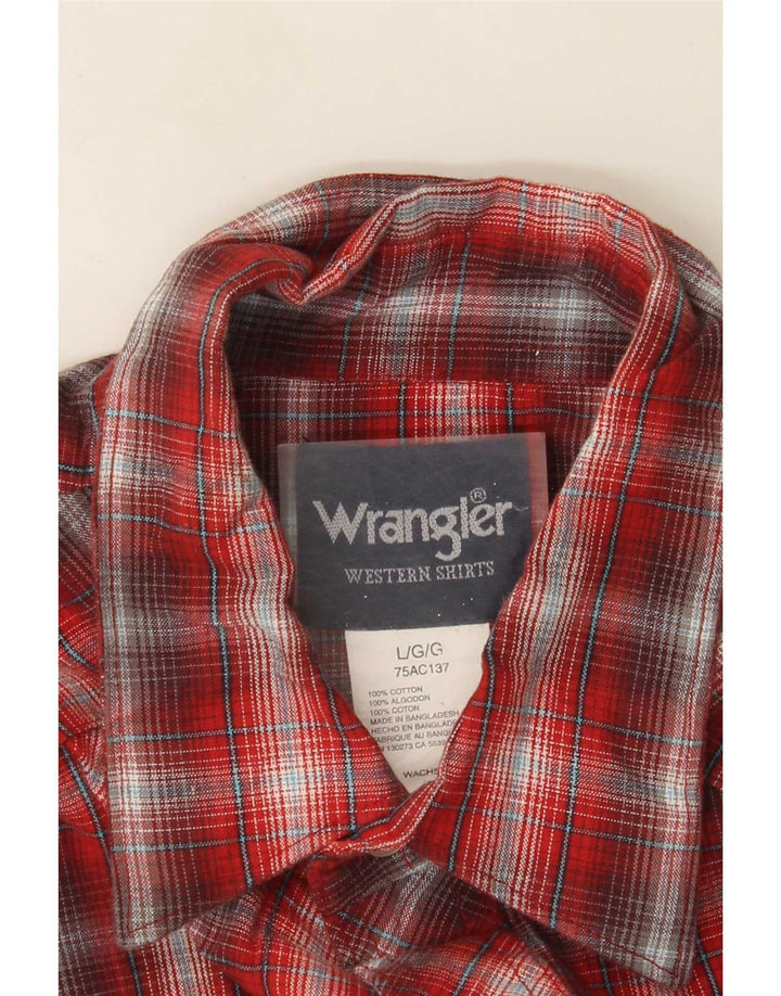 Wrangler Camisa de franela occidental para hombre Algodón a cuadros rojos grandes