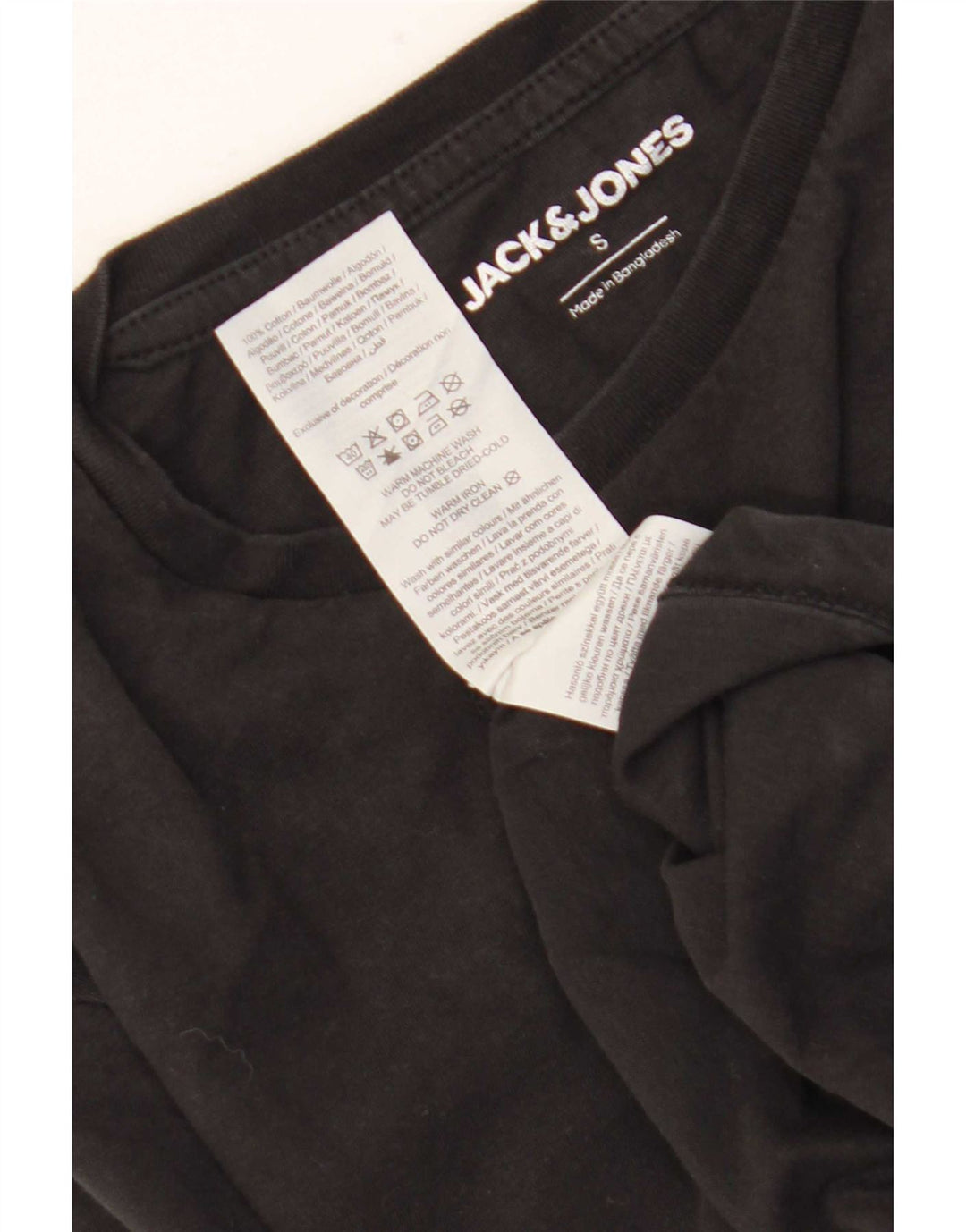 Jack & Jones Hombre Camiseta Top Small Negro Algodón