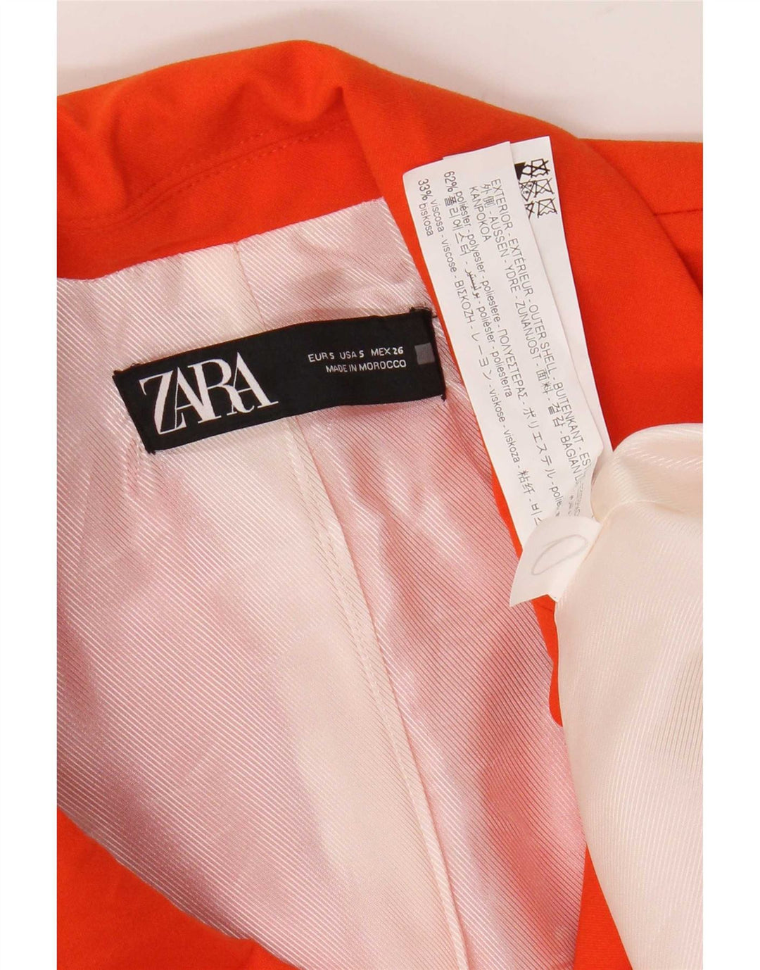 Zara Mujer Chaleco Largo UK 10 Small Naranja Poliéster