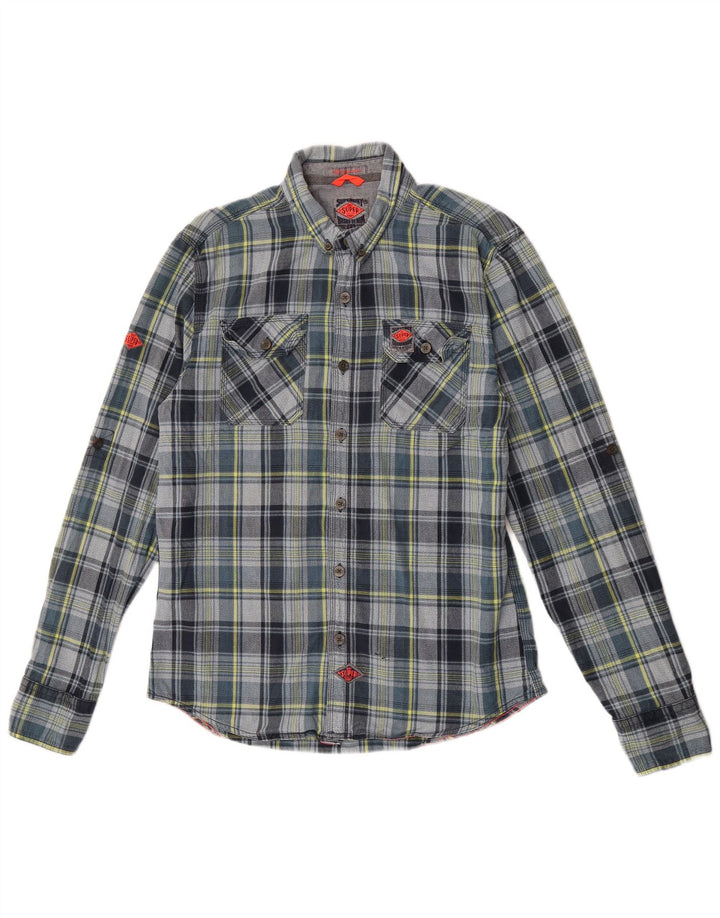 Superdry Camisa De Franela Para Hombre 2XL Algodón A Cuadros Gris