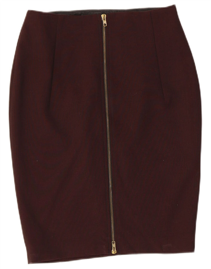 Falda Lápiz Zara Mujer Mediana W28 Viscosa Granate
