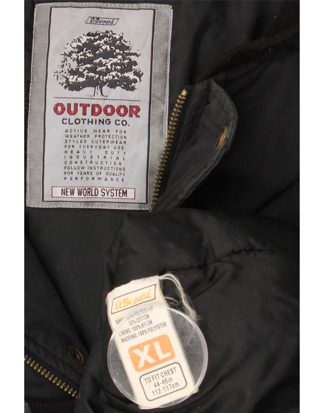 ST. BERNARD Mens Bomber Jacket UK 42 XL Black Polyester Vintage St. Bernard and Second-Hand St. Bernard from Messina Hembry 