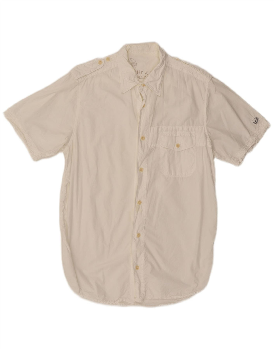 Murphy & Nye Camisa militar de manga corta para hombre grande de algodón blanco