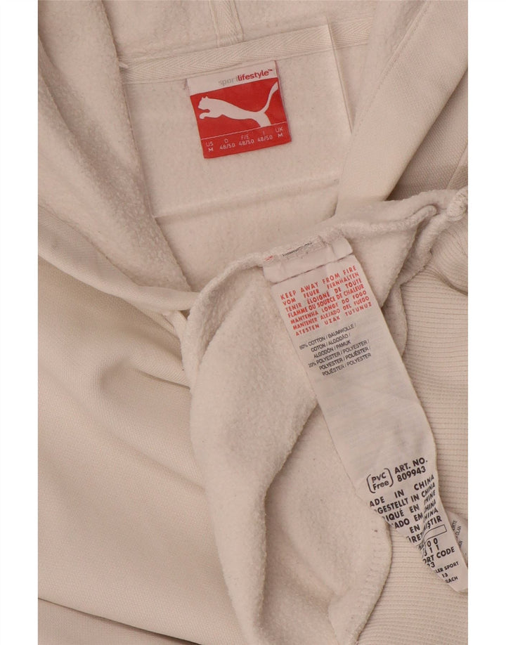 PUMA Jersey con capucha para hombre, tamaño mediano, algodón blanco