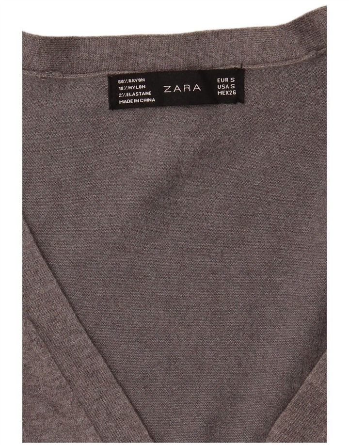 Zara Mujer Cárdigan Suéter UK 10 Small Gris