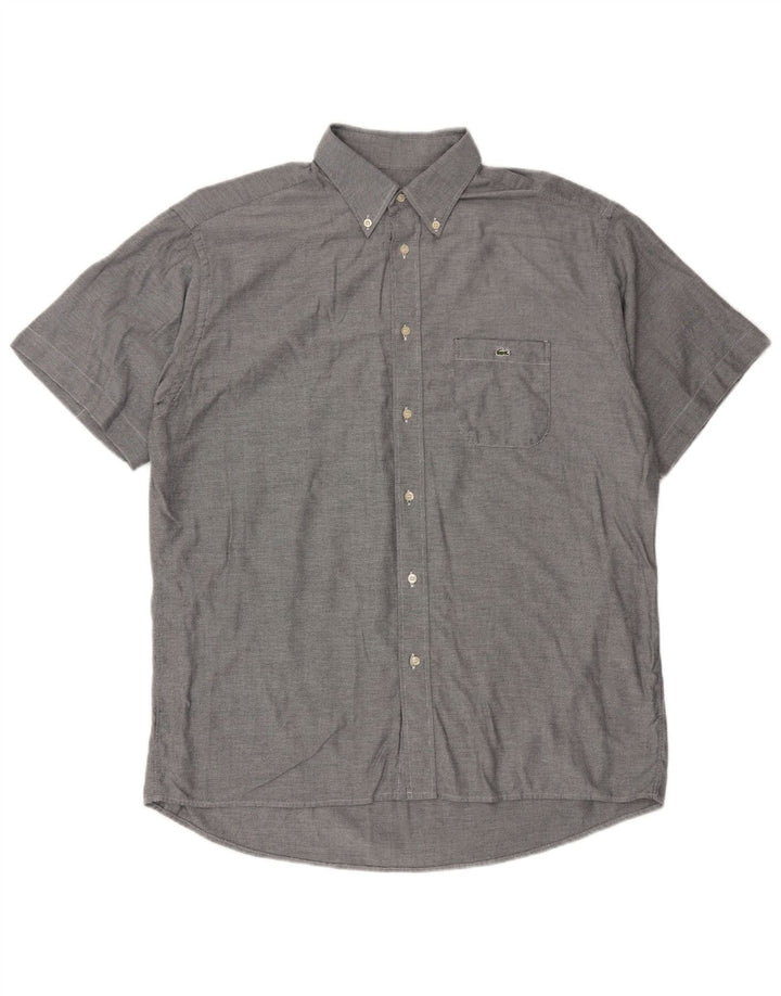 Camisa Lacoste Hombre Manga Corta Talla 41 Grande Gris Moteado
