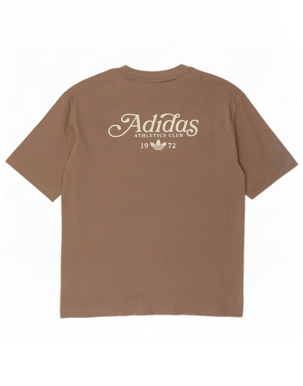 Adidas Camiseta gráfica para mujer Top UK 46 Grande Algodón marrón